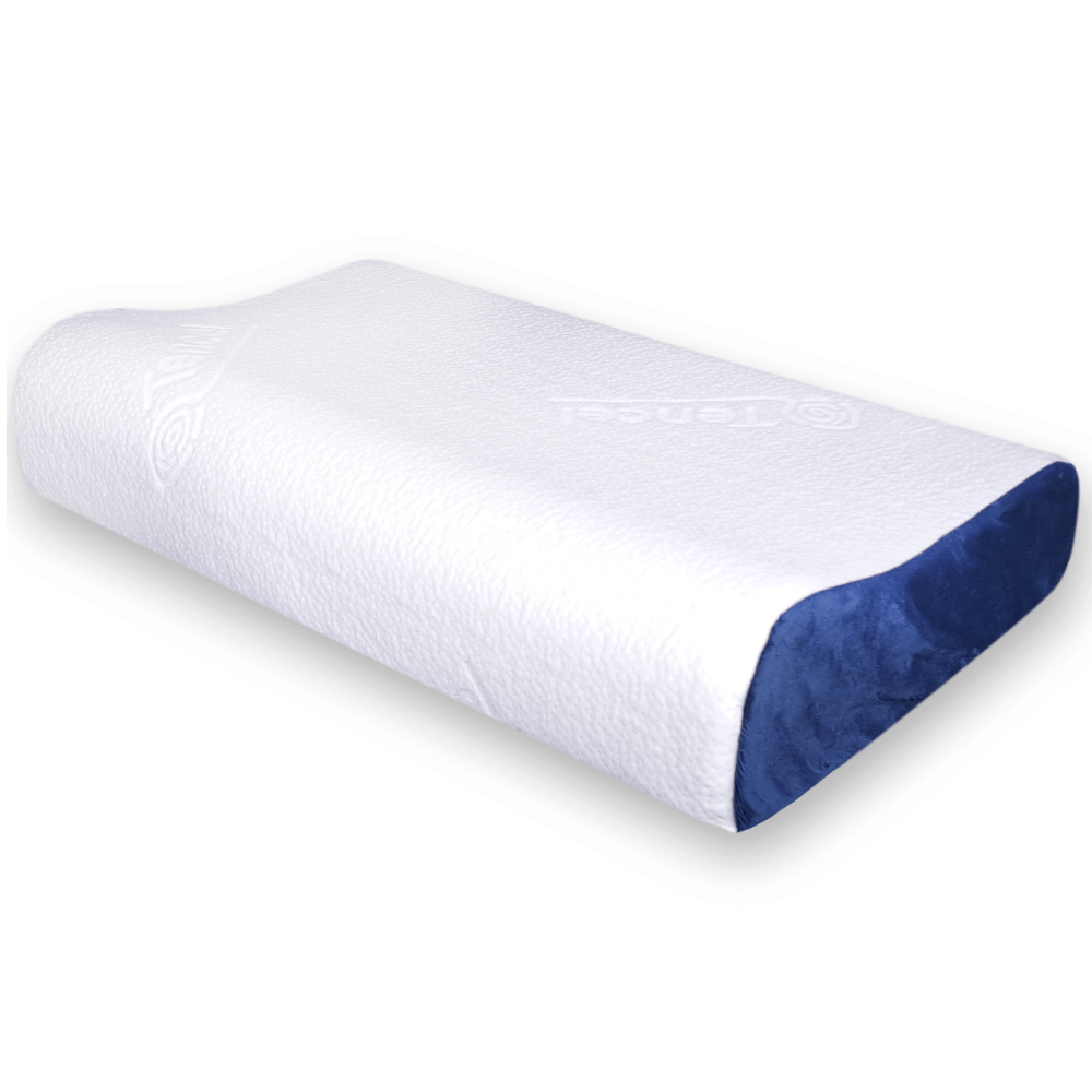 หมอนสุขภาพ ยางพารา ZLEEPO'CLOCK ทรงคอนทัวร์ ขนาด60X40X13ซม สีขาว/น้ำเงิน_3