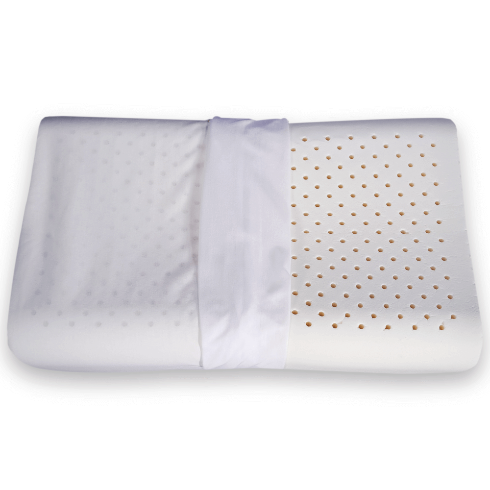 หมอนสุขภาพ ยางพารา ZLEEPO'CLOCK ทรงคอนทัวร์ ขนาด60X40X13ซม สีขาว/น้ำเงิน_4