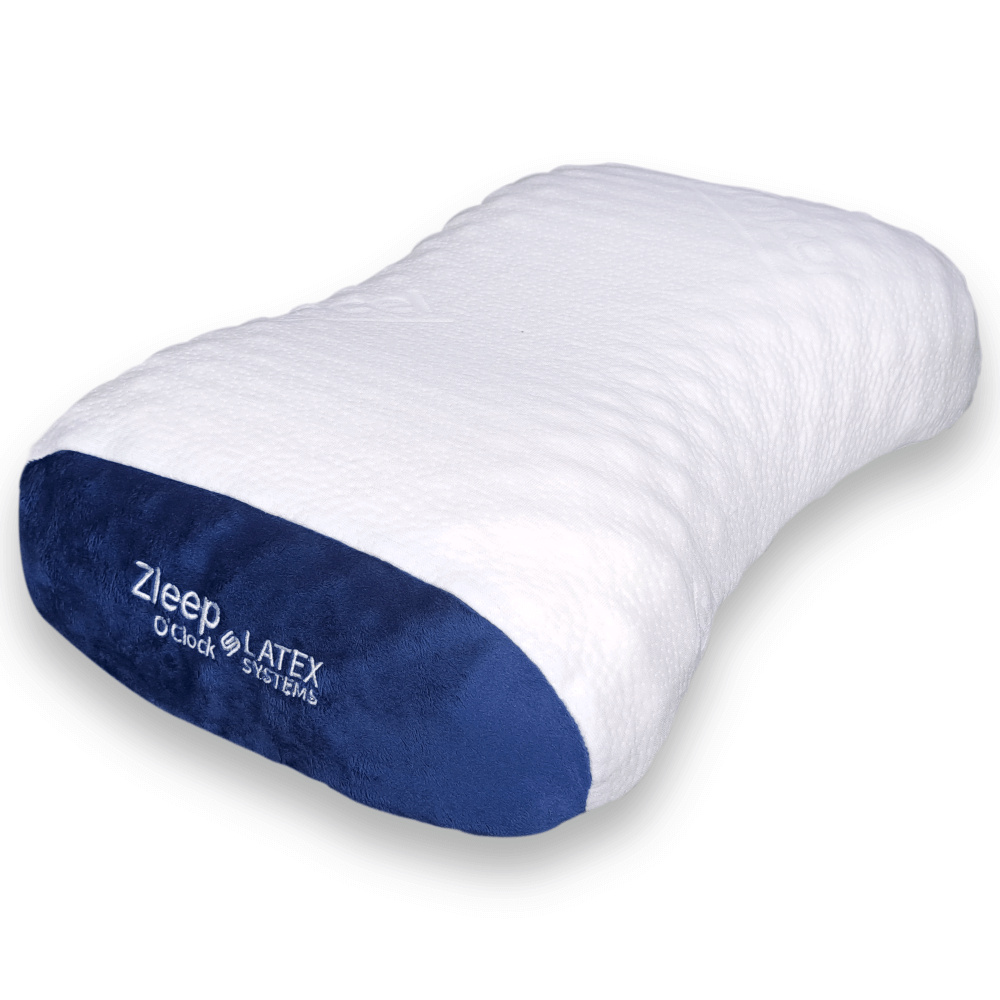 หมอนสุขภาพ ยางพารา ZLEEPO'CLOCK ทรงทุเรียน ขนาด58X38X11ซม สีขาว/น้ำเงิน_4