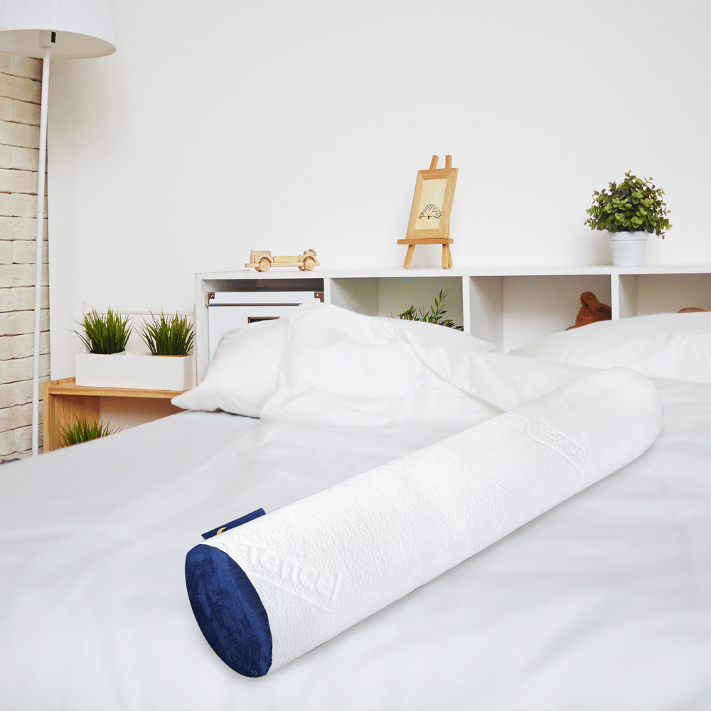 หมอนข้าง ยางพารา ZLEEPO'CLOCK ADULT BOLSTER ขนาด 20X100X20 ซม. สีขาว/น้ำเงิน