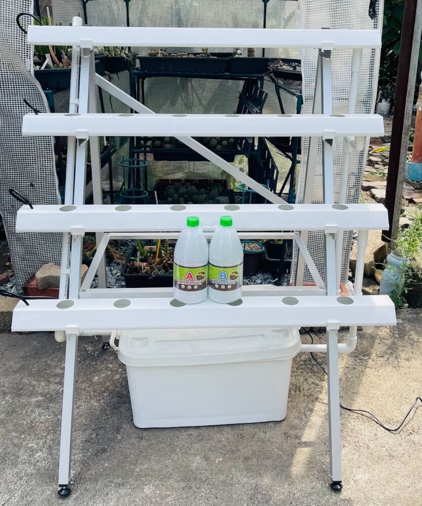 ชุดอุปกรณ์ปลูกผักไฮโดรโปนิกส์ HYDROHOBBY ขั้นบันได แบบ 1 เมตร 4 รางปลูก