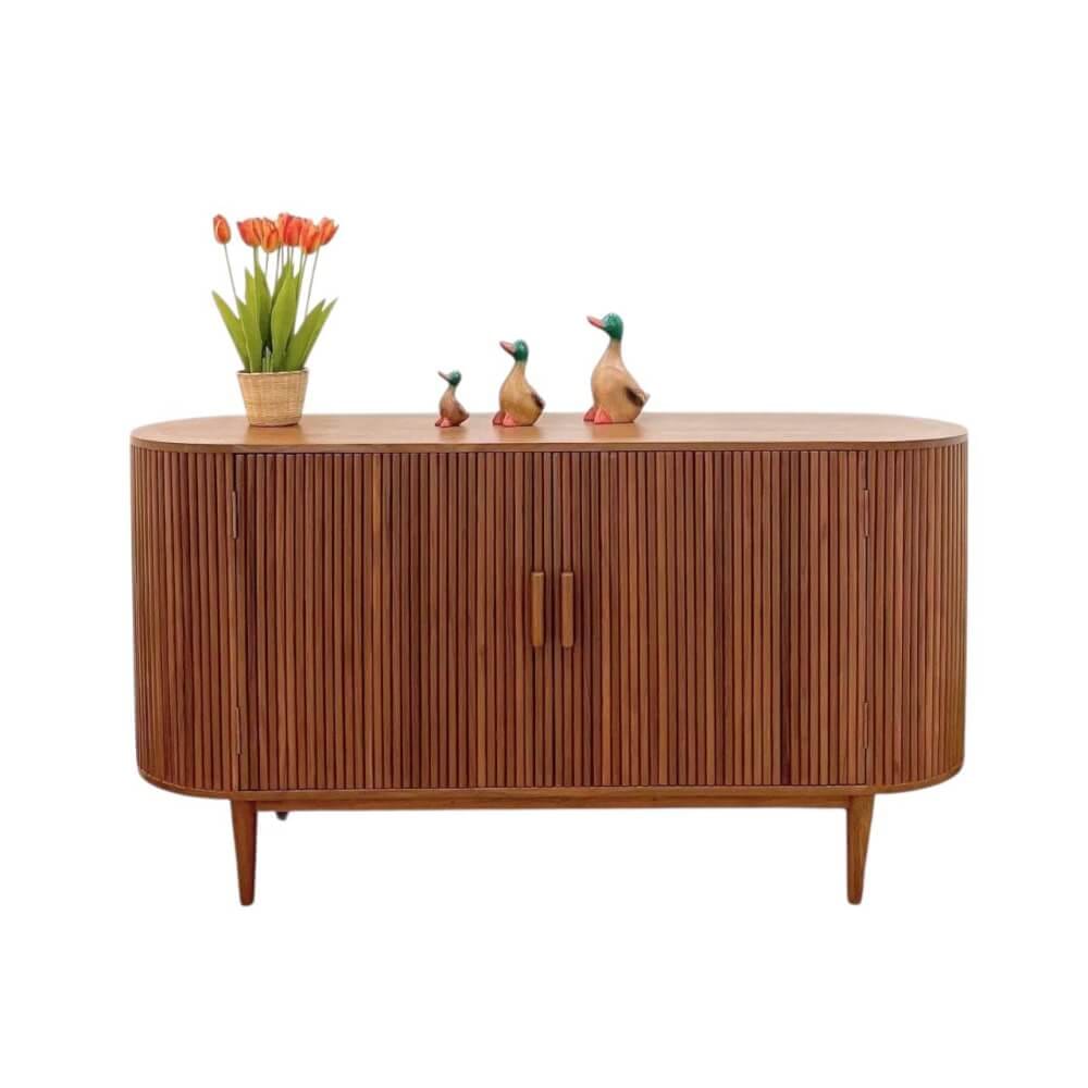 ตู้วางทีวีไม้สักแท้ 2 บานเปิด NAPATCHA FURNITURE ไม้สักแท้ ขนาด 150X45X80 ซม. สีไม้สักธรรมชาติ_0