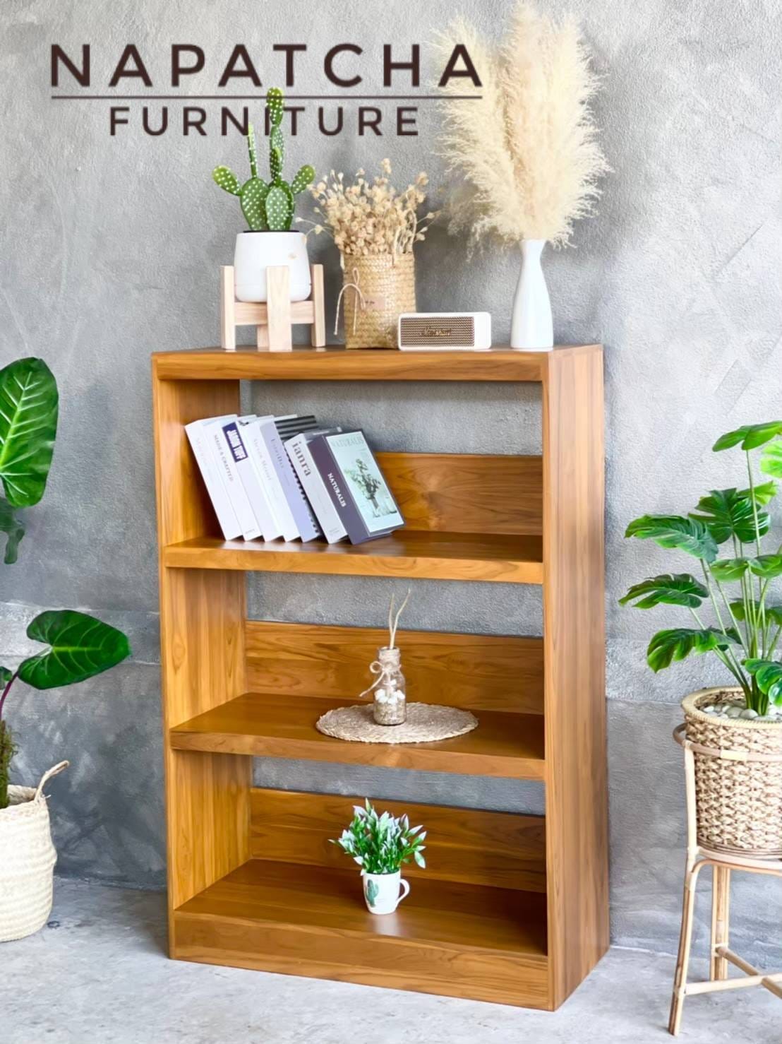 ตู้โล่ง 3 ชั้น NAPATCHA FURNITURE ไม้สักแท้ ขนาด 80X35X120 ซม. สีไม้สัก