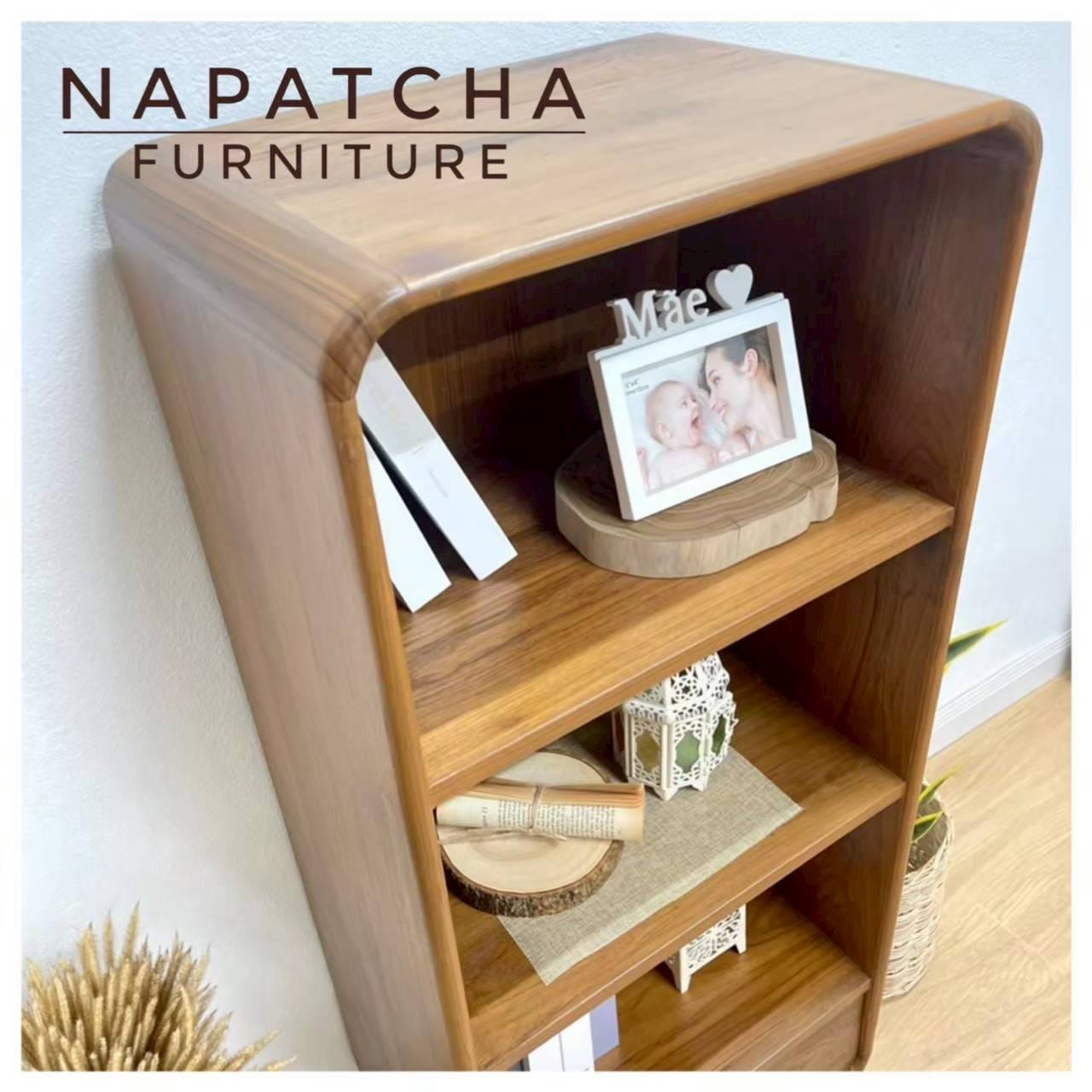 ตู้เตี้ยบานผสม ไม้สักแท้ NAPATCHA FURNITURE ทรงโค้ง ขนาด 50X35X120 ซม. สีไม้สัก