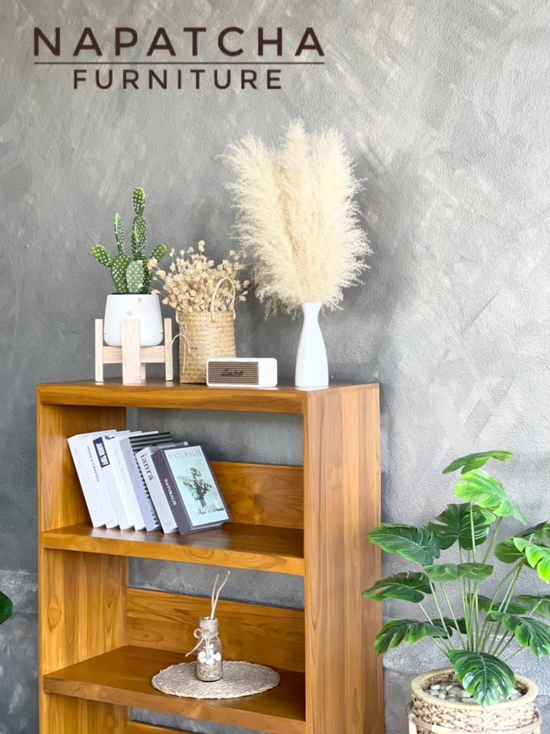 ตู้โล่ง 3 ชั้น NAPATCHA FURNITURE ไม้สักแท้ ขนาด 80X35X120 ซม. สีไม้สัก