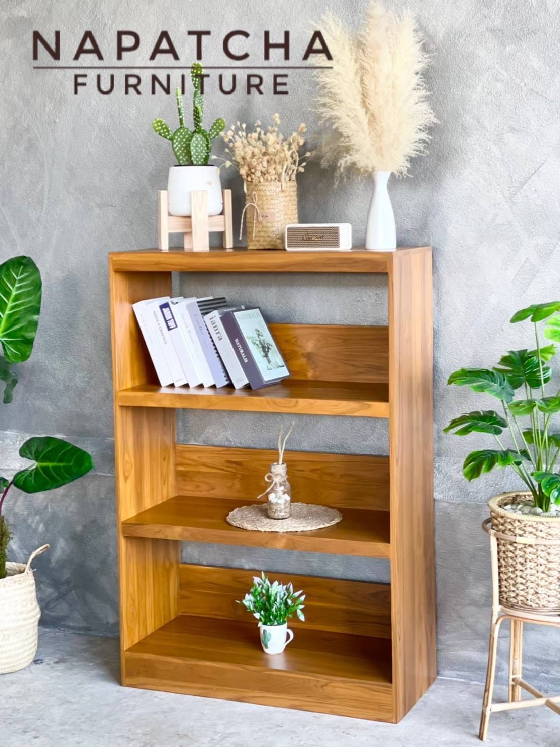 ตู้โล่ง 3 ชั้น NAPATCHA FURNITURE ไม้สักแท้ ขนาด 80X35X120 ซม. สีไม้สัก