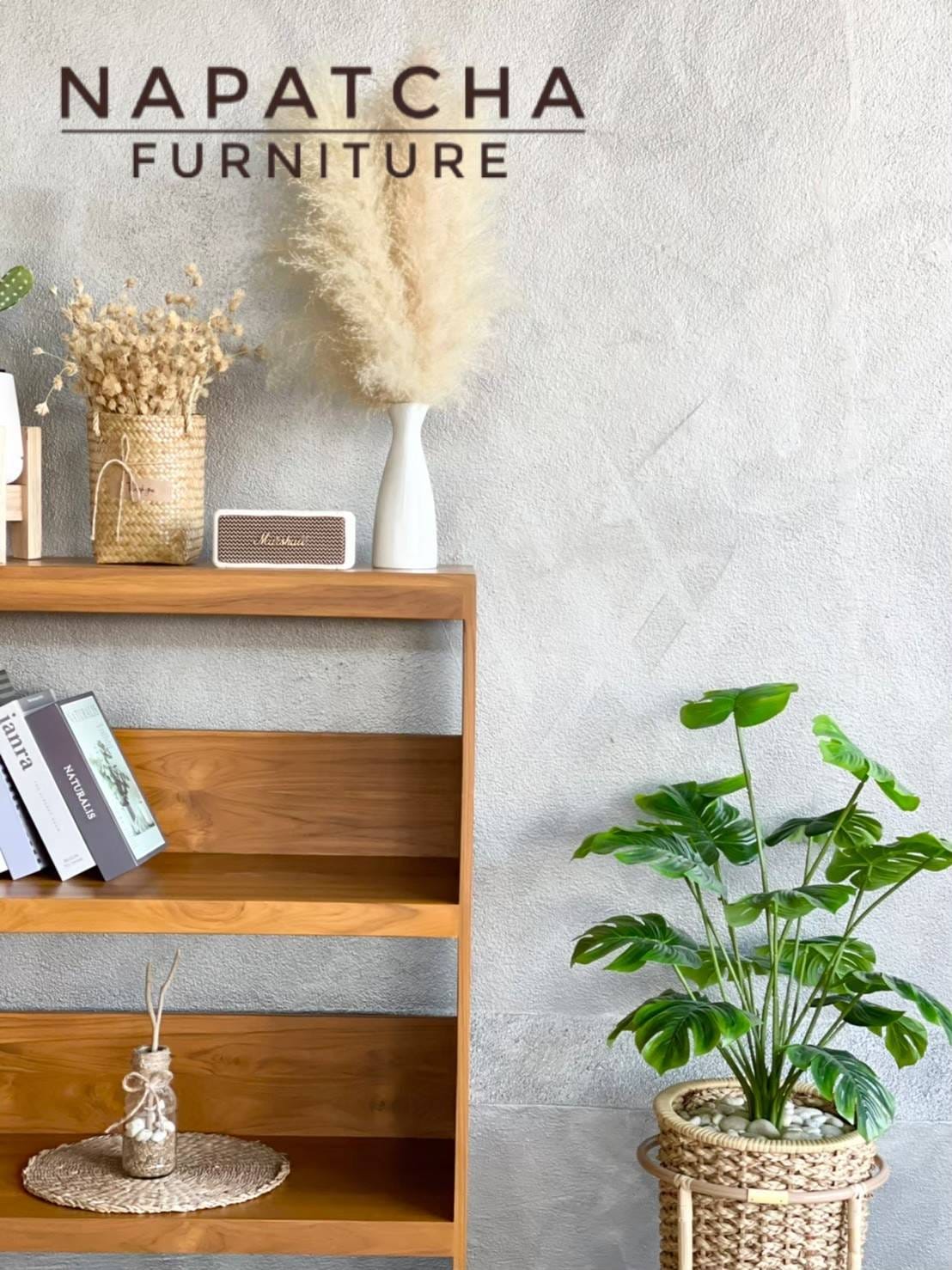 ตู้โล่ง 3 ชั้น NAPATCHA FURNITURE ไม้สักแท้ ขนาด 80X35X120 ซม. สีไม้สัก