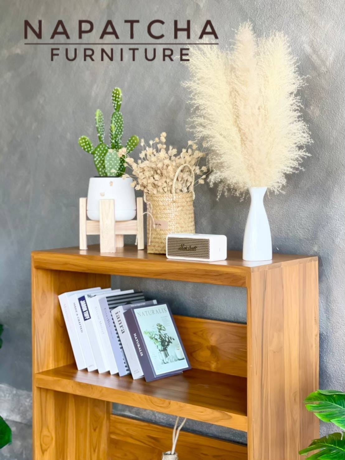 ตู้โล่ง 3 ชั้น NAPATCHA FURNITURE ไม้สักแท้ ขนาด 80X35X120 ซม. สีไม้สัก