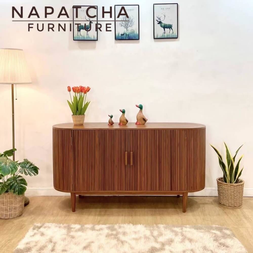 ตู้วางทีวีไม้สักแท้ 2 บานเปิด NAPATCHA FURNITURE ไม้สักแท้ ขนาด 150X45X80 ซม. สีไม้สักธรรมชาติ_11