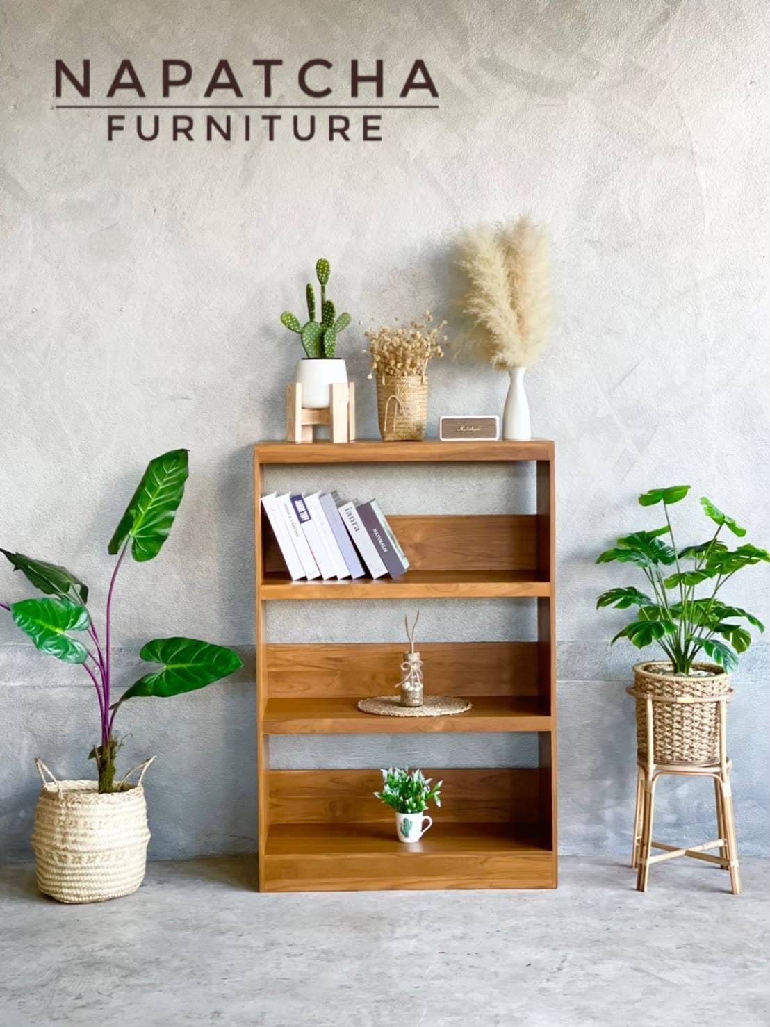 ตู้โล่ง 3 ชั้น NAPATCHA FURNITURE ไม้สักแท้ ขนาด 80X35X120 ซม. สีไม้สัก