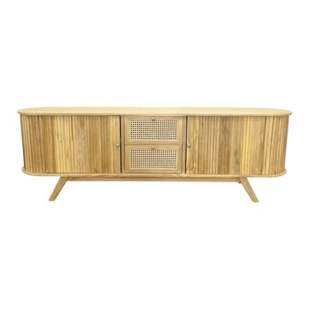 ตู้วางทีวีไม้สักแท้ NAPATCHA FURNITURE รุ่นหน้าหวายลูกฟูกไม้สัก ขนาด 180X45X65 ซม. สีไม้กัด_0