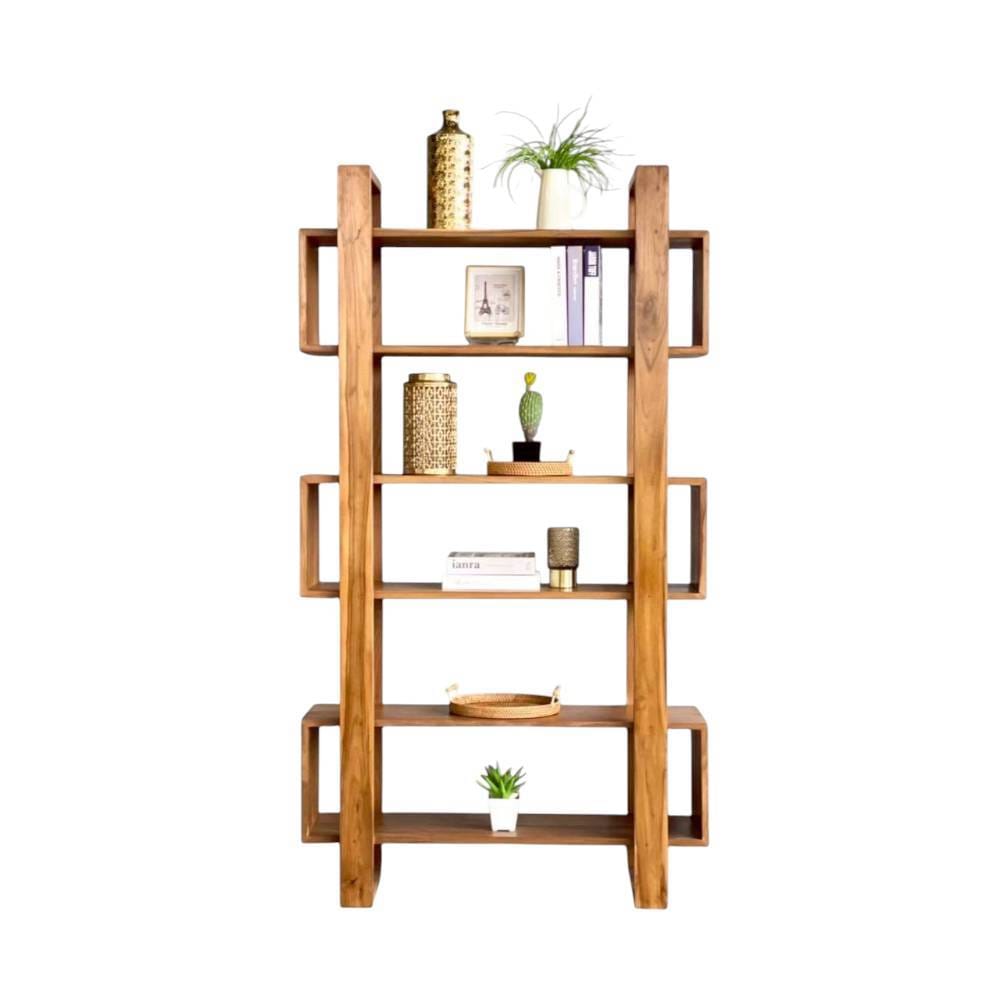 ตู้วางหนังสือ ไม้สักแท้ NAPATCHA FURNITURE รุ่นแคปซูล 3 ชั้น ขนาด 100X35X180ซม. สีไม้สักธรรมชาติ_0
