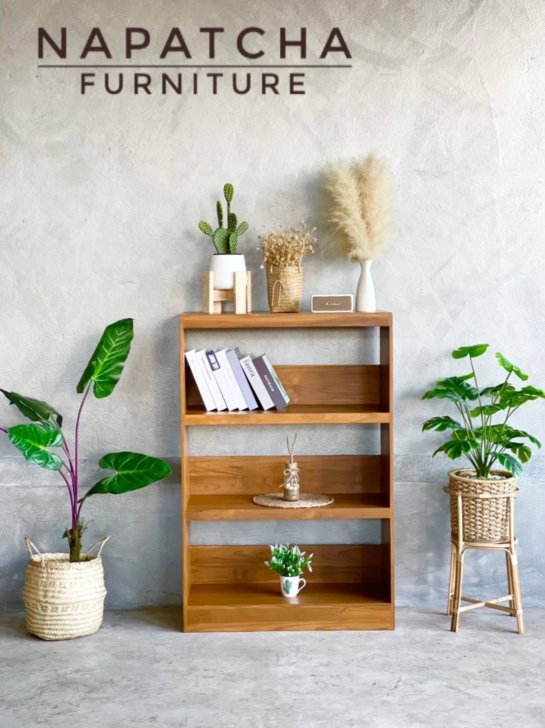 ตู้โล่ง 3 ชั้น NAPATCHA FURNITURE ไม้สักแท้ ขนาด 80X35X120 ซม. สีไม้สัก_2