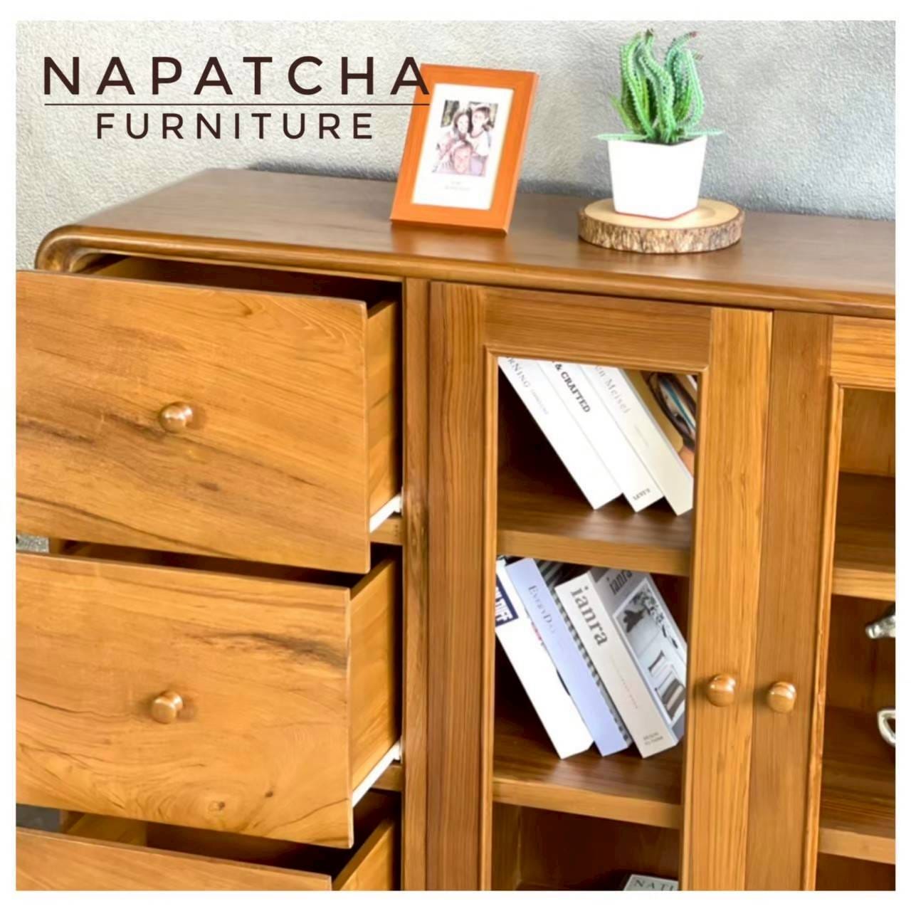ตู้เตี้ยบานผสม ไม้สักแท้ NAPATCHA FURNITURE ขนาด 120X35X105 ซม. สีไม้สัก_9