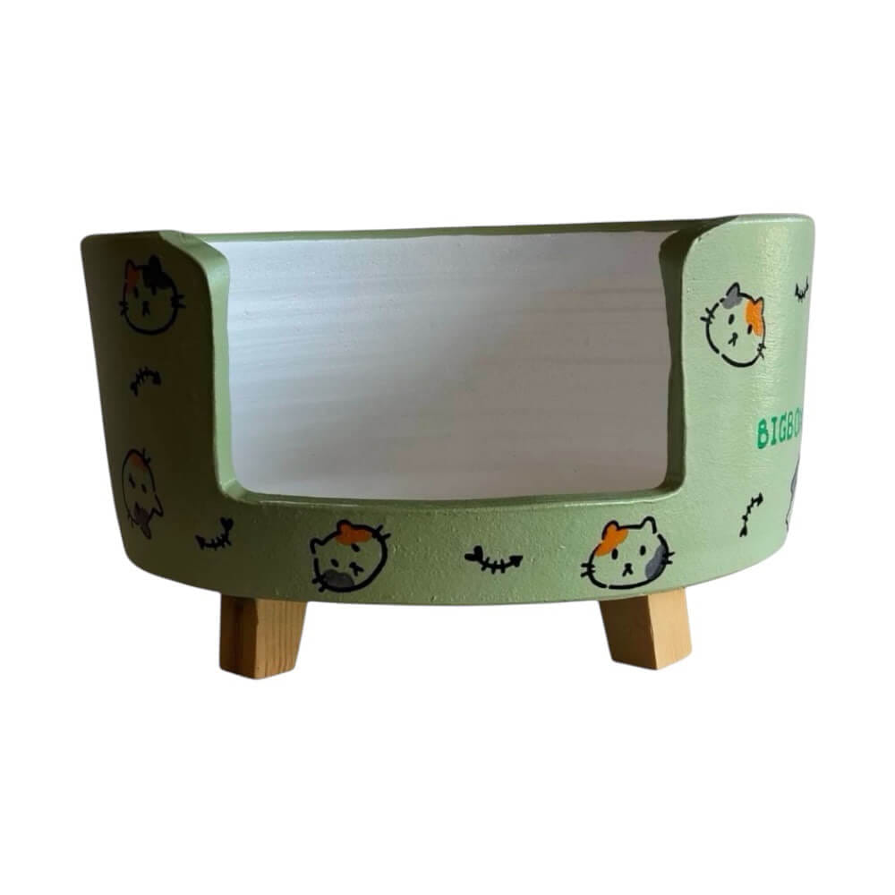 ที่นอนสัตว์เลี้ยง BIGBOXDESIGN รุ่น โซฟาดินเซรามิก ขนาด 17 นิ้ว สีเขียว-ลายแมว_0
