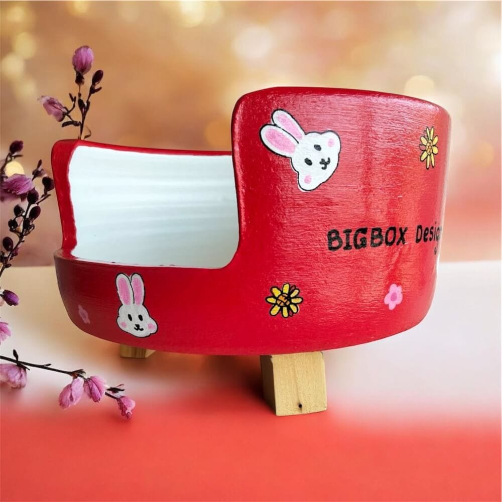 ที่นอนสัตว์เลี้ยง BIGBOXDESIGN รุ่น โซฟาดินเซรามิก ขนาด 14 นิ้ว สีแดง-ลายกระต่าย_1