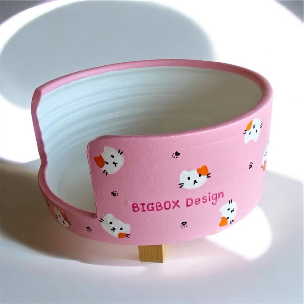 ที่นอนสัตว์เลี้ยง BIGBOXDESIGN รุ่น โซฟาดินเซรามิก ขนาด 17 นิ้ว สีชมพู-ลายแมว_1