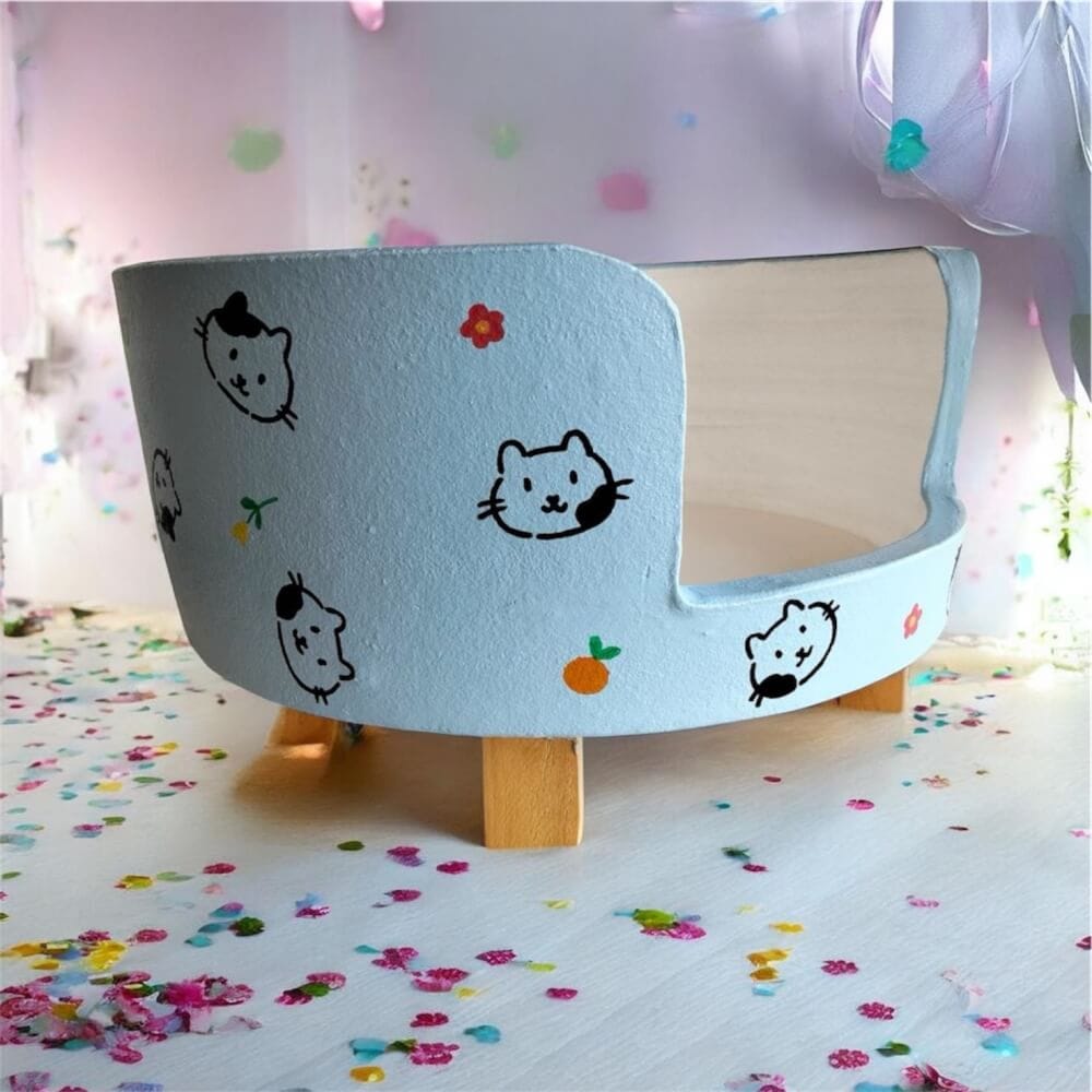 ที่นอนสัตว์เลี้ยง BIGBOXDESIGN รุ่น โซฟาดินเซรามิก ขนาด 17 นิ้ว สีฟ้า-ลายแมว_1