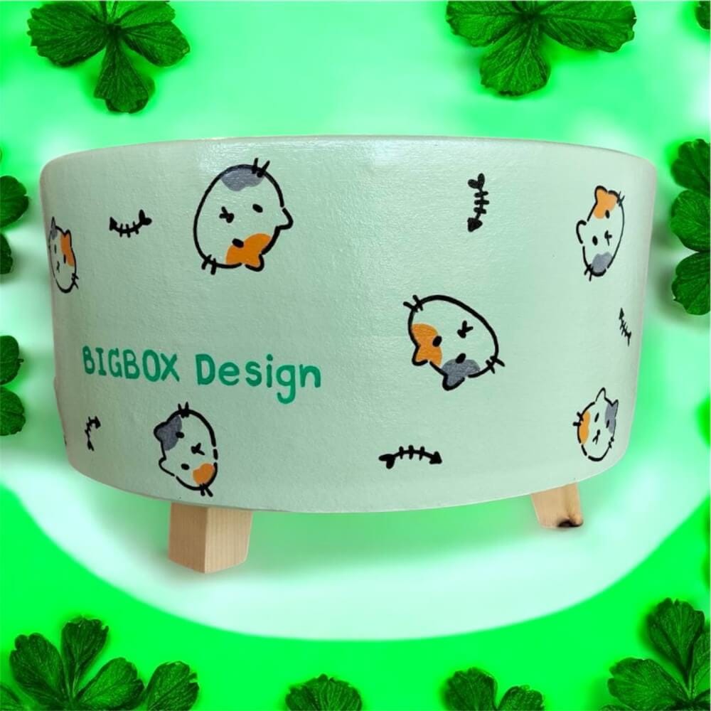 ที่นอนสัตว์เลี้ยง BIGBOXDESIGN รุ่น โซฟาดินเซรามิก ขนาด 17 นิ้ว สีเขียว-ลายแมว_1