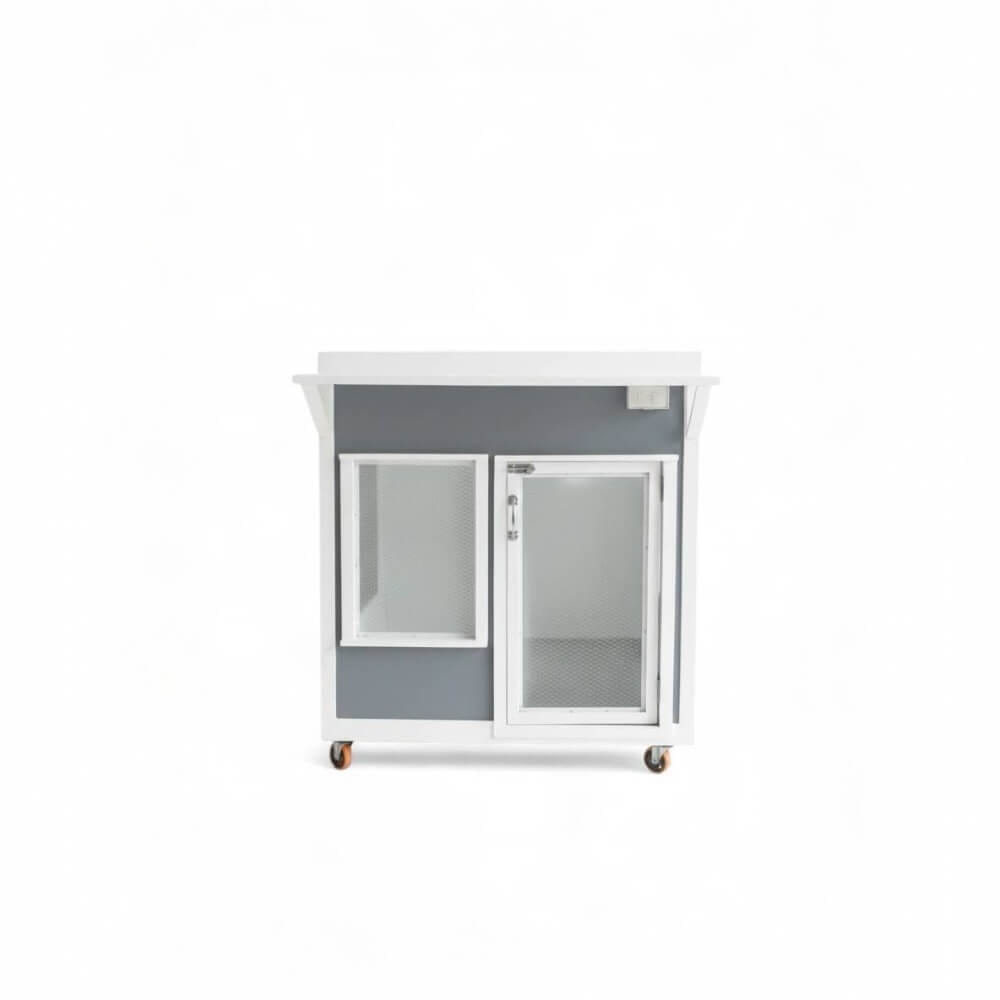 บ้านสัตว์เลี้ยง BIGBOXDESIGN รุ่น STEEL STYLE-ST02 ขนาด 120 ซม. สีขาว/เทา พร้อมตะแกรงเหล็กและมุ้งลวด_2