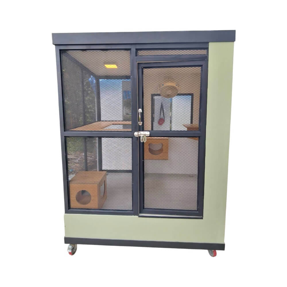 บ้านสัตว์เลี้ยง BIGBOXDESIGN รุ่น บ้านแบ่งโซน-BOXSTEEL04 ขนาด 150X120X200CM. สีเขียว-TERRA VALE พร้อมตะแกรงเหล็กฉีก+มุ้งลวด