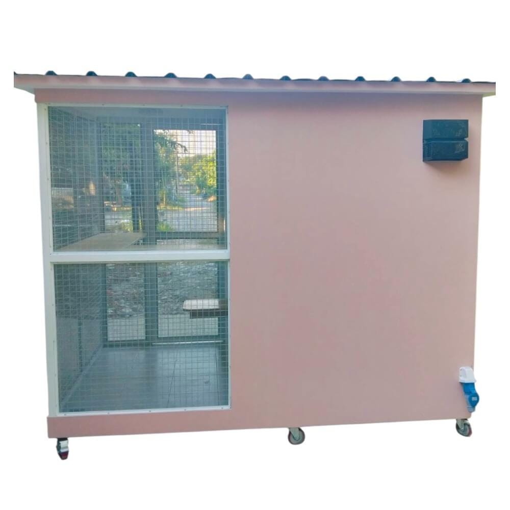 บ้านสัตว์เลี้ยง BIGBOXDESIGN รุ่น บ้านกระจก2โซน-BOXM02 ขนาด240X140X200 CM. สีชมพู-DEWAY ROSE