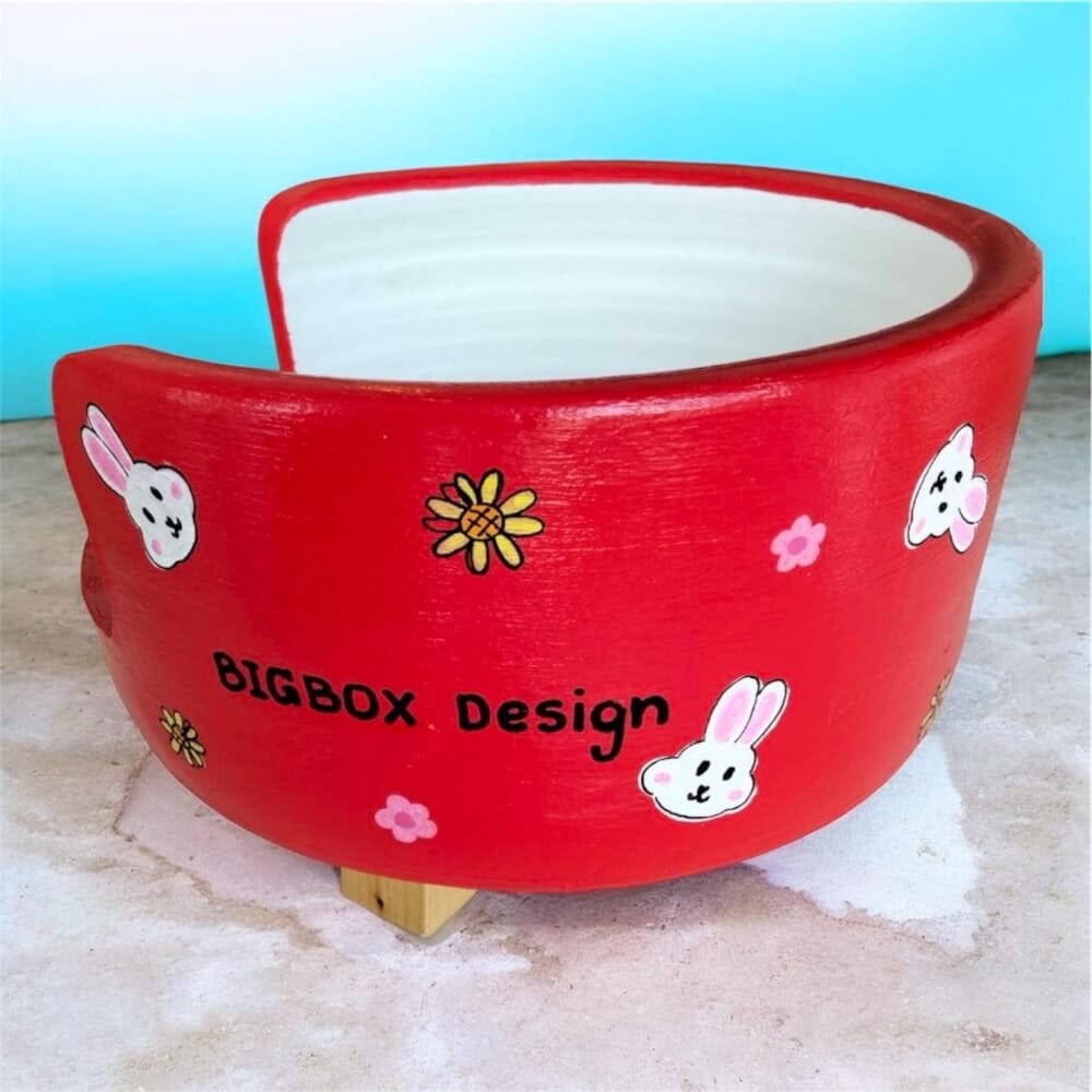ที่นอนสัตว์เลี้ยง BIGBOXDESIGN รุ่น โซฟาดินเซรามิก ขนาด 14 นิ้ว สีแดง-ลายกระต่าย_2