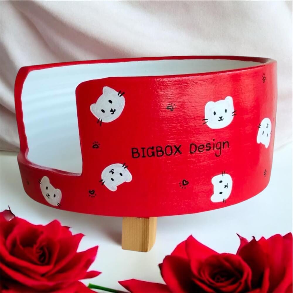 ที่นอนสัตว์เลี้ยง BIGBOXDESIGN รุ่น โซฟาดินเซรามิก ขนาด 17 นิ้ว สีแดง-ลายแมว_2