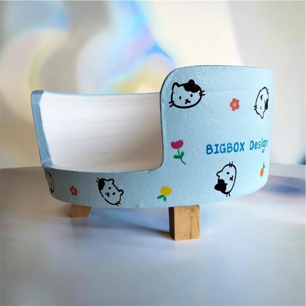ที่นอนสัตว์เลี้ยง BIGBOXDESIGN รุ่น โซฟาดินเซรามิก ขนาด 17 นิ้ว สีฟ้า-ลายแมว_2