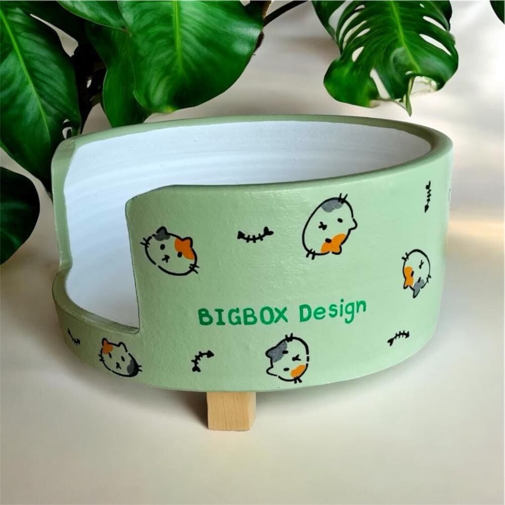 ที่นอนสัตว์เลี้ยง BIGBOXDESIGN รุ่น โซฟาดินเซรามิก ขนาด 17 นิ้ว สีเขียว-ลายแมว_2
