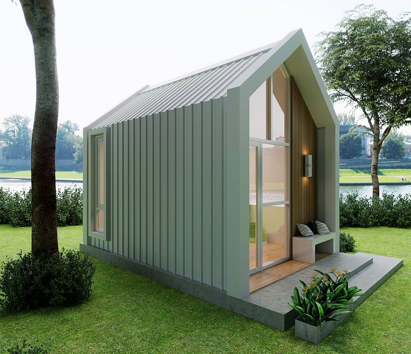 บ้านสัตว์เลี้ยง BIGBOXDESIGN รุ่น บ้านกระจกรองรับติดแอร์ SUNRISE GABLE-SG01 ขนาด 200X200X250 CM. สีเขียว_2