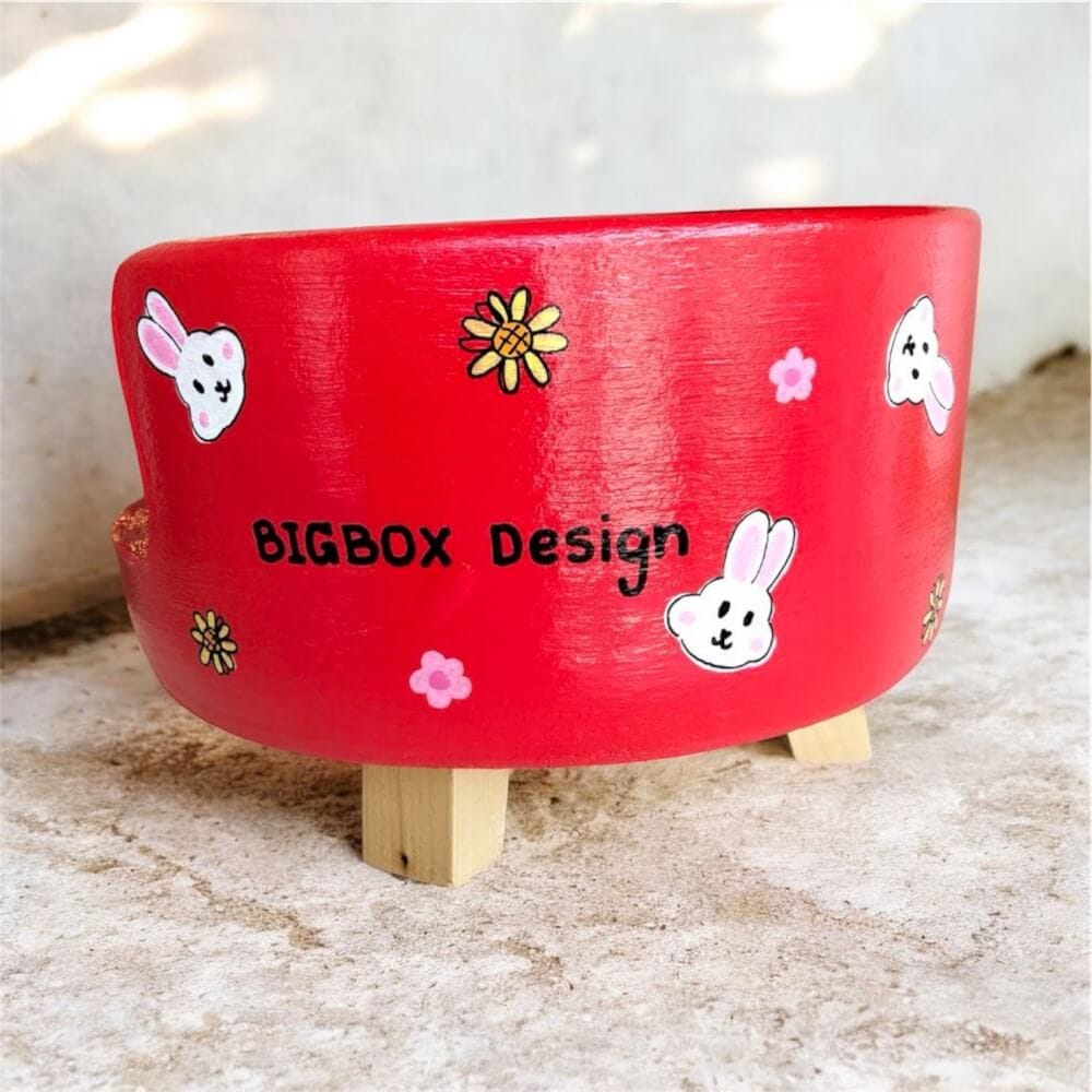 ที่นอนสัตว์เลี้ยง BIGBOXDESIGN รุ่น โซฟาดินเซรามิก ขนาด 14 นิ้ว สีแดง-ลายกระต่าย_3