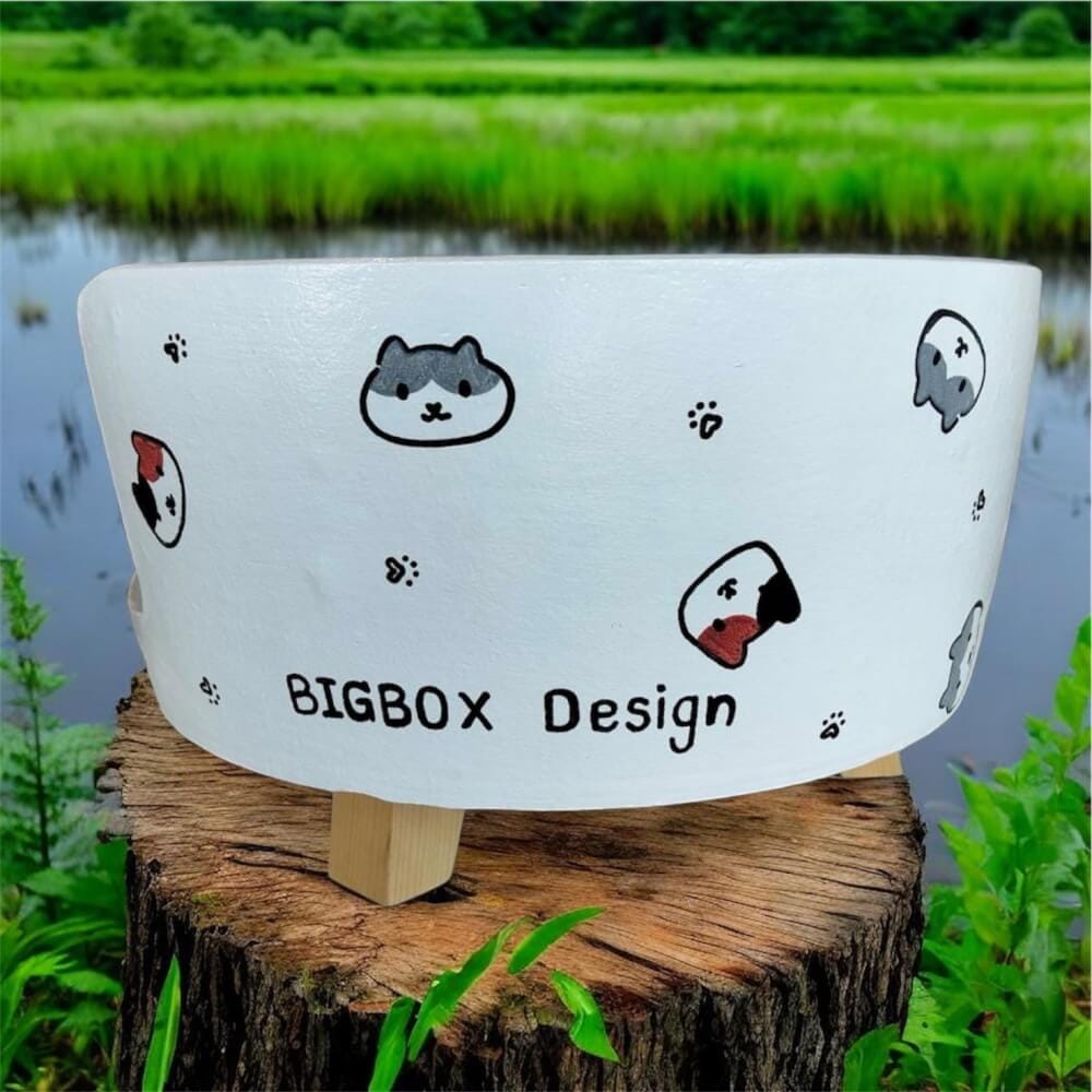 ที่นอนสัตว์เลี้ยง BIGBOXDESIGN รุ่น โซฟาดินเซรามิก ขนาด 17 นิ้ว สีขาว-ลายแมว_3