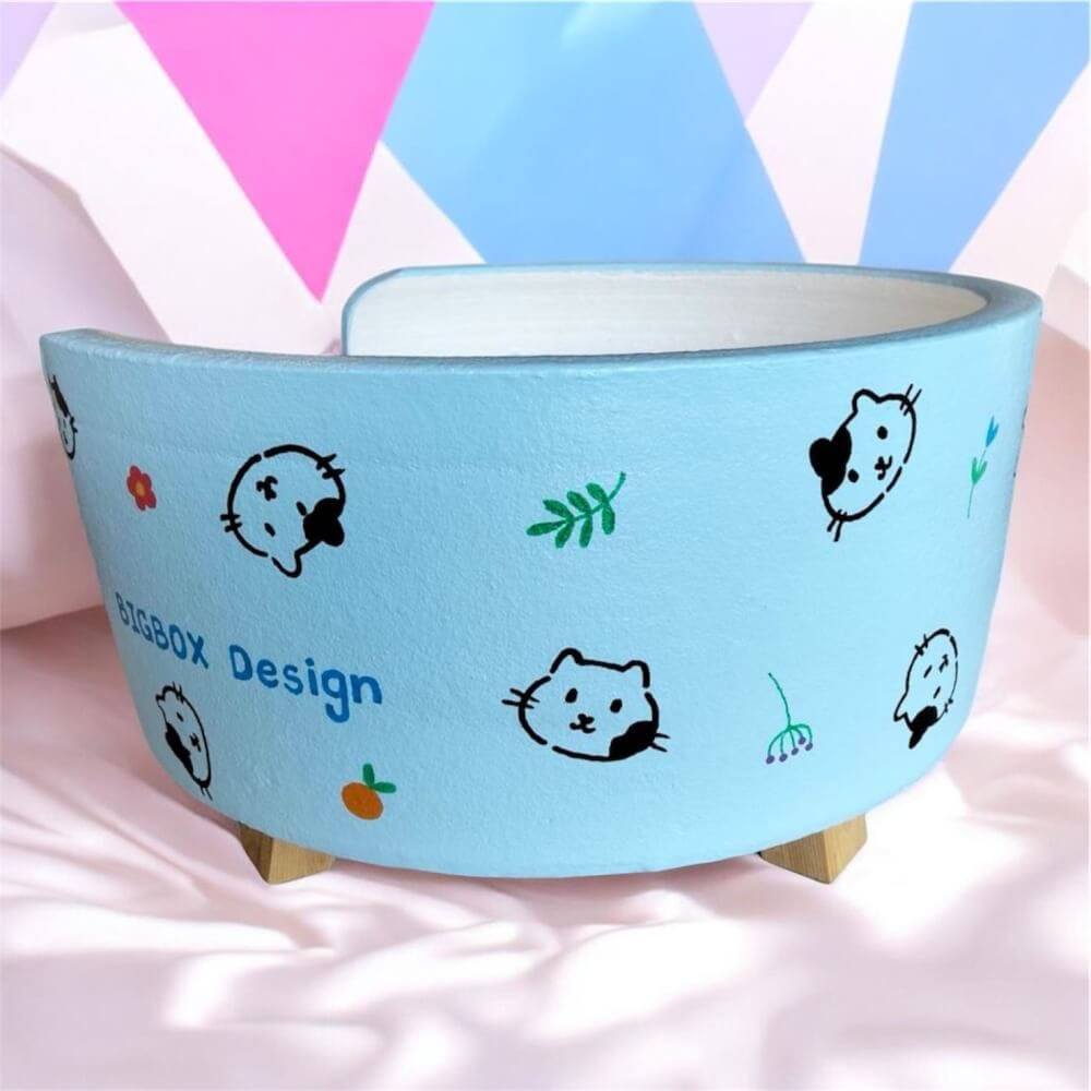 ที่นอนสัตว์เลี้ยง BIGBOXDESIGN รุ่น โซฟาดินเซรามิก ขนาด 17 นิ้ว สีฟ้า-ลายแมว_3