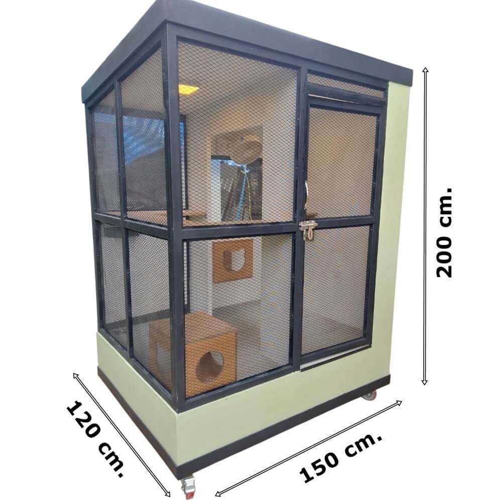 บ้านสัตว์เลี้ยง BIGBOXDESIGN รุ่น บ้านแบ่งโซน-BOXSTEEL04 ขนาด 150X120X200CM. สีเขียว-TERRA VALE พร้อมตะแกรงเหล็กฉีก+มุ้งลวด