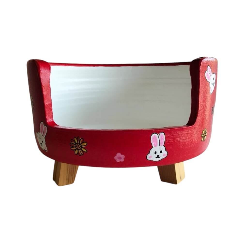 ที่นอนสัตว์เลี้ยง BIGBOXDESIGN รุ่น โซฟาดินเซรามิก ขนาด 14 นิ้ว สีแดง-ลายกระต่าย_4