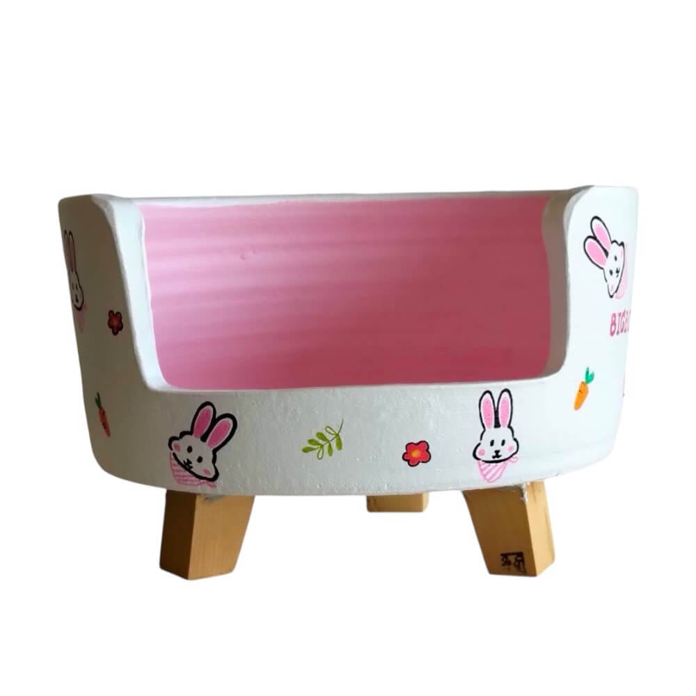 ที่นอนสัตว์เลี้ยง BIGBOXDESIGN รุ่น โซฟาดินเซรามิก ขนาด 14 นิ้ว สีขาว-ลายกระต่าย_4