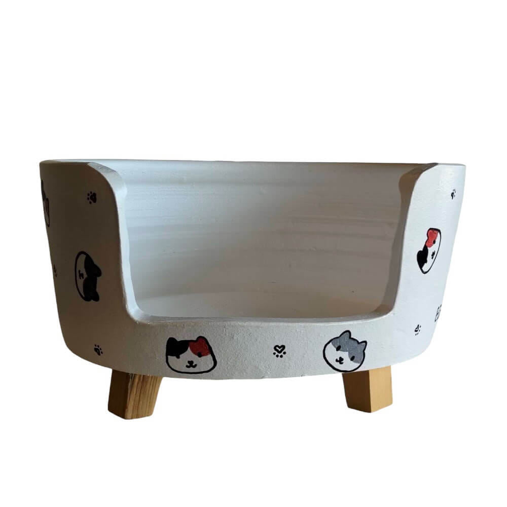 ที่นอนสัตว์เลี้ยง BIGBOXDESIGN รุ่น โซฟาดินเซรามิก ขนาด 17 นิ้ว สีขาว-ลายแมว_4