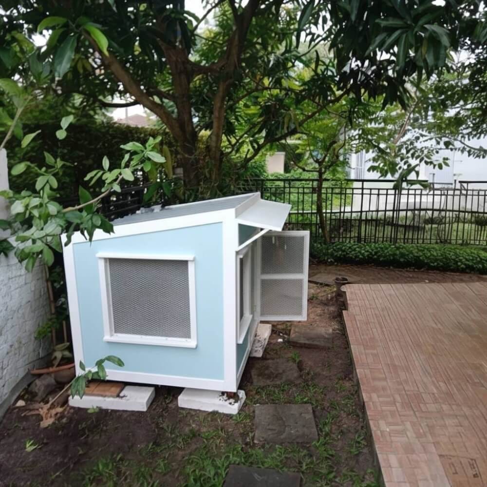 บ้านสัตว์เลี้ยง BIGBOXDESIGN รุ่น บ้านกระต่าย-ST02 ขนาด 120X120X120 ซม. สีฟ้า-BONNIE BELLE พร้อมบันไดปีนป่ายของกระต่าย