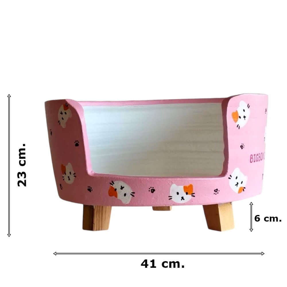 ที่นอนสัตว์เลี้ยง BIGBOXDESIGN รุ่น โซฟาดินเซรามิก ขนาด 17 นิ้ว สีชมพู-ลายแมว_5