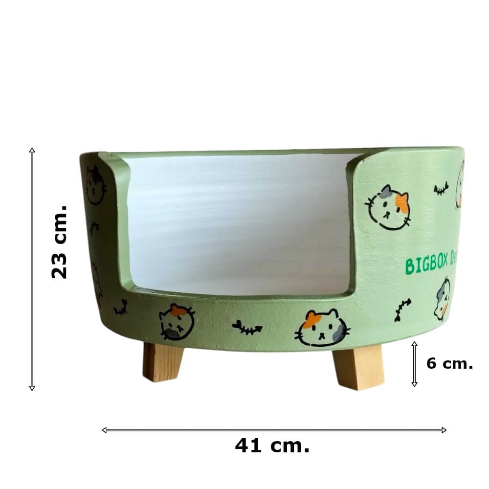 ที่นอนสัตว์เลี้ยง BIGBOXDESIGN รุ่น โซฟาดินเซรามิก ขนาด 17 นิ้ว สีเขียว-ลายแมว_5