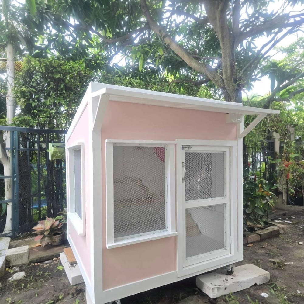 บ้านสัตว์เลี้ยง BIGBOXDESIGN รุ่น บ้านกระต่าย-ST02 ขนาด 120X120X120 ซม. สีชมพู-GYPSY JEWELS พร้อมบันไดปีนป่ายของกระต่าย