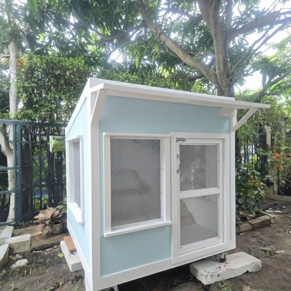 บ้านสัตว์เลี้ยง BIGBOXDESIGN รุ่น บ้านกระต่าย-ST02 ขนาด 120X120X120 ซม. สีฟ้า-BONNIE BELLE พร้อมบันไดปีนป่ายของกระต่าย
