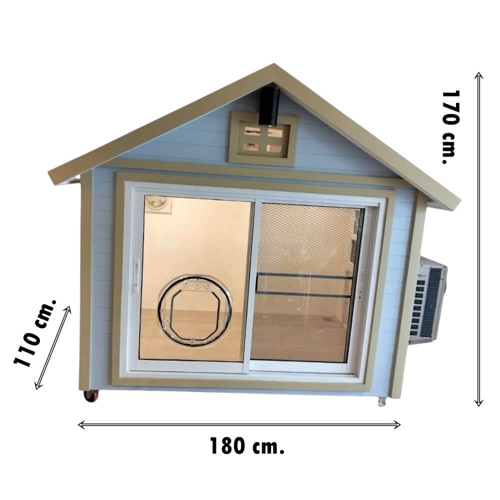 บ้านสัตว์เลี้ยง BIGBOXDESIGN รุ่น NORDIC STYLE-BOXN04 ขนาด 180X110X170 ซม. สีฟ้า กรอบเขียว พร้อมแอร์และช่องมุด_9