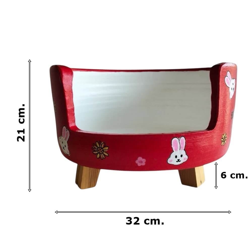 ที่นอนสัตว์เลี้ยง BIGBOXDESIGN รุ่น โซฟาดินเซรามิก ขนาด 14 นิ้ว สีแดง-ลายกระต่าย_7
