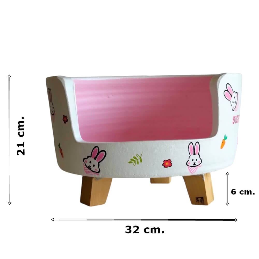 ที่นอนสัตว์เลี้ยง BIGBOXDESIGN รุ่น โซฟาดินเซรามิก ขนาด 14 นิ้ว สีขาว-ลายกระต่าย_7