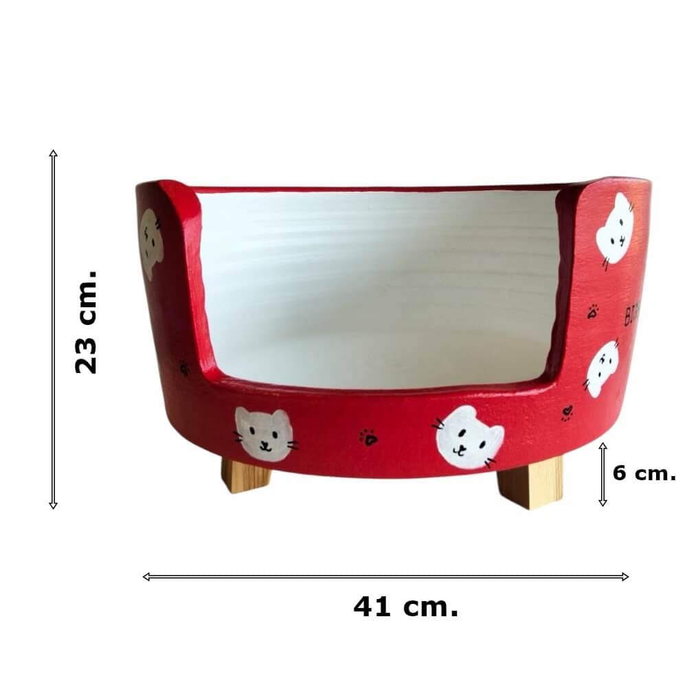 ที่นอนสัตว์เลี้ยง BIGBOXDESIGN รุ่น โซฟาดินเซรามิก ขนาด 17 นิ้ว สีแดง-ลายแมว_7