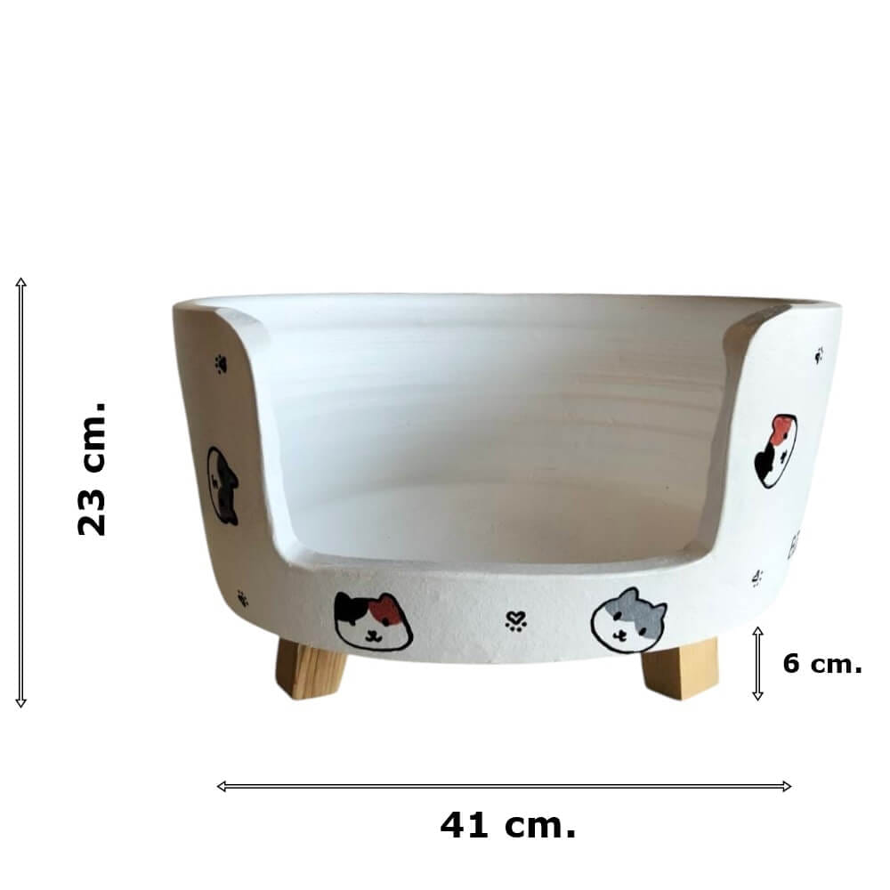 ที่นอนสัตว์เลี้ยง BIGBOXDESIGN รุ่น โซฟาดินเซรามิก ขนาด 17 นิ้ว สีขาว-ลายแมว_7