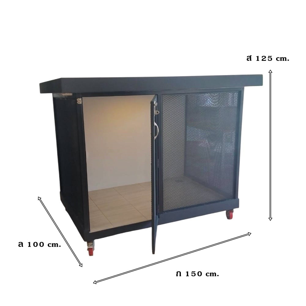 บ้านสัตว์เลี้ยง BIGBOXDESIGN รุ่น METALLIC STYLE-M08 ขนาด 150 X 100 X 125 CM. สีดำ_8