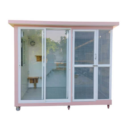บ้านสัตว์เลี้ยง BIGBOXDESIGN รุ่น บ้านกระจก2โซน-BOXM02 ขนาด240X140X200 CM. สีชมพู-DEWAY ROSE_0